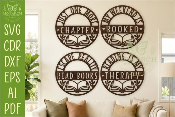 Download Book Lover Wall Sign Bundle SVG X 4 - Premium Resources