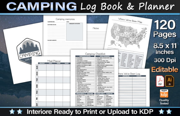 Download Editable Camping Log Book &amp; Planner - Book Collection