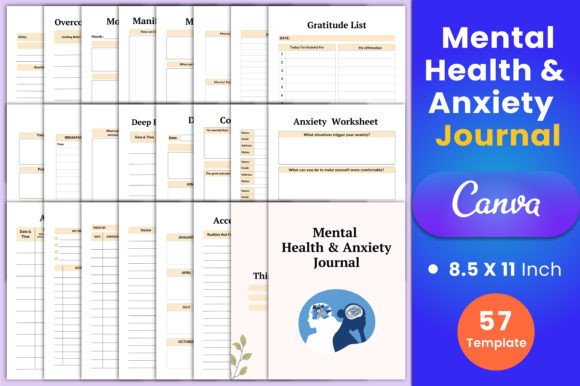 Download Mental Health &amp; Anxiety Journal Canva - Anxiety journal Collection
