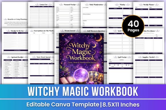 Download Witchy Magic Workbook Canva Kdp Interior - Book Collection