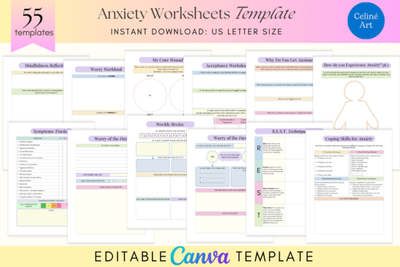 Download Anxiety Journal Template Canva Editable - Anxiety journal Collection