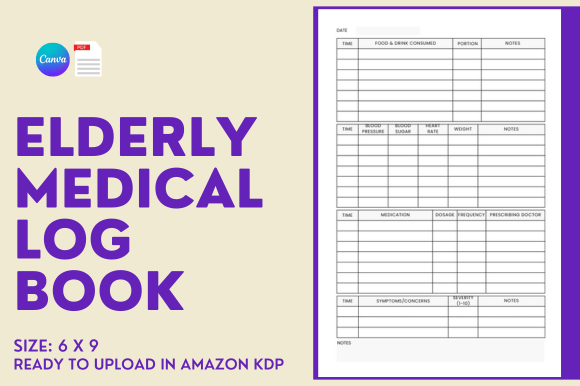 Download Elderly Medical Log Book - KDP Template - Book Collection