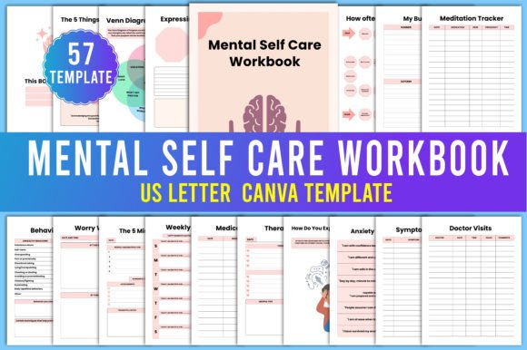 Download Mental Self Care Workbook Canva Template - Book Collection