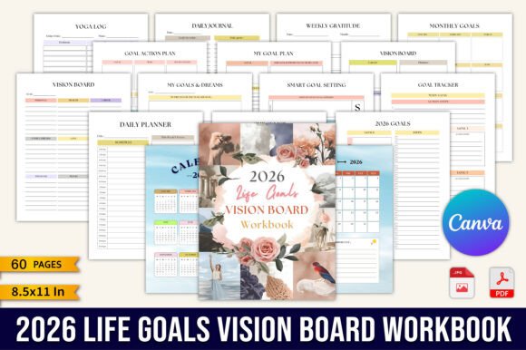 Download 2026 Life Goals Vision Board Workbook - Book Collection