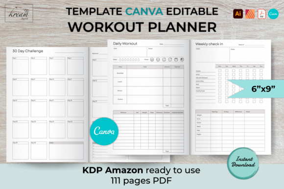 Download CANVA Workout Planner - Fitness Logbook - Book Collection